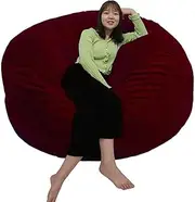 Giant Bean Sack Cover (No Filler) Fuzzy Fluffy Bean Bag Sack Chair Cover Memory Foam Bean Sack Cover Beanless Bag Chair Furniture Blanket Pillowcase Bed Sofa (Color : Red Wine, Size : 59Hx26D)