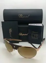 New CHOPARD Sunglasses SCH 974 0300 60-16 135 Gold Brown Aviator w/Mirror Lenses