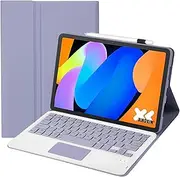 Keyboard Case Compatible with Lenovo Xiaoxin Pad 11 11-inch 2025 (TB335FC), Leather Case with Detachable Wireless Bluetooth Trackpad Keyboard & Pencil Holder (Purple)