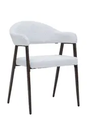 Set of 2 Light Grey Boucle Dining Chair