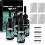 Windshield Repair Kit, 2025 Newest Glass Repair Kit with Razor and Cure Film, Car Glass Crack Repair Tools, Car Windshield Crack Repair Fluid (2)