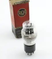 New NOS Qty 1 RCA 6E6 Black Plates D Foil Dimple Getter NOS Vacuum Tube USA 1943