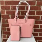MICHAEL KORS JET SET TRAVEL MD DOUBLE POCKET TOTE SHOULDER BAG WALLET PRIMROSE