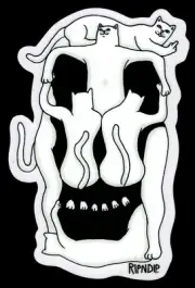 RIPNDIP Skull Illusion Lord Nermal Cat 4.25" Art Sticker