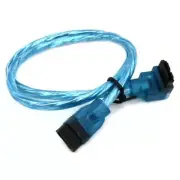 18" Inch UV Blue SATA 3 III 6 GB/s Round SSD/HDD Data Cable Straight to Rt Angle