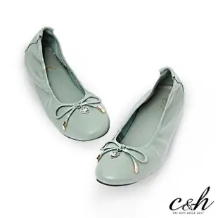 【c&h】娃娃鞋 百搭全真皮 羊皮圓頭平底鞋 芭蕾舞鞋(多色可選)