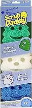 Scrub Daddy Sponge Set - Winter Shapes - Non Scratch Scrubbers for Dishes and Home, Odor Resistant, Temperature Controlled, Soft in Warm Water, Firm in Cold, Deep Cleaning, Dishwasher Safe, 3ct