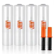 VEVOR Stretch Film, 381 mm (W) x 366 m (L), 4 Pack, 80 Gauge Industrial Strength Clear Durable Stretch Wrap Roll, Heavy Duty Shrink Film Stretch Wrap