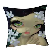 Poisonous Beauties White Oleander Girl and Flowers Cushion Cover