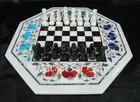 Corner Table with Chess Design White Marble Game Table Top for Cafeteria Decor