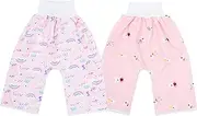 ibasenice Waterproof Diaper Pants 2 Pieces Baby Training Pants High Waist Design Leakproof for Boys Girls Cotton Training Pants