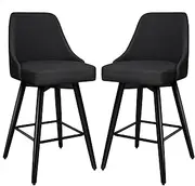[ALFORDSON] 2X Swivel Kitchen Barstools, Bar Stools, Dining Chair, Counter Stool Chair for Home Bar Dining Room, Black