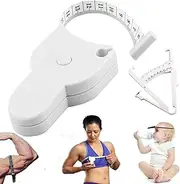 Tape Measure+Skinfold Caliper [150cm/60in] Body Fat Tape Telescopic Body Measuring Tape to Trackweight Loss Fitness Muscle Gain Ergonomic Fitness Goals Tool,White