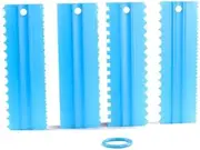 AIMALL 4Pcs Cake Decorating Icing Smoother Edge Frosting Scraper Comb Pastry Spatulas, 9 x 3 Inches, Available in Pink, Blue, White, Yellow