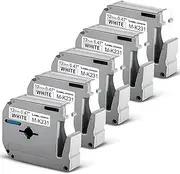 5PK M231 0.47 Inch M Tape White Compatible Brother P touch M Series Tapes M-231 M-K231 MK231 Label Tape Cartridge 12mm (1/2 Inch) Width X 8m (26.2ft)