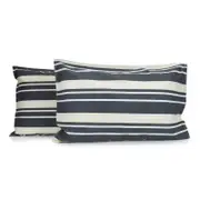 2pc Jason Commercial Brighton Pillow Case 48x73cm Charcoal/Cream Stripe