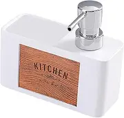 STOBAZA Kitchen Soap Dispenser Dish Soap Holder Bathroom Lotion Pump Bottle Sponge Brush Storage White