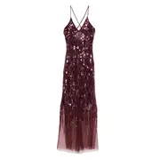 [Elisabetta Franchi] Elisabetta Franchi Sequin-embellished Maxi Dress 44 IT RED