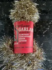 Vintage Christmas House Deluxe Garland 25' Silver Gold Tinsel NOS New