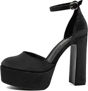 [JENN ARDOR] Women's Platform Heels Chunky High Heel Pumps Block Heels Ankle Strap Closed Toe for Dress Wedding Party Pumps