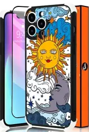 Iphone 13 Pro Sun And Moon tpu bumper Case with screen protector
