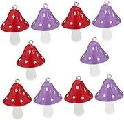 [ANDRESLAD] Diy Jewelry Charms 10pcs Small Mushroom Resin Charms Necklace Bracelet Add-ons