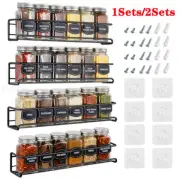 1/2Sets Kitchen Spice Rack Organizer Storage Shelf Cabinet Jar Holder Wall Mount