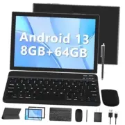 Android 13 Tablet with Keyboard, 2 in 1 Tablet 10.1 Inch, 8GB Navy Blue