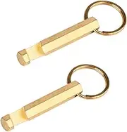 NBGDY 2PCS Solid Brass Keychain Beer Bottle Opener with Brass Key Rings Handcrafted in Brass Copper,（KPQ-502L）, small, Gold
