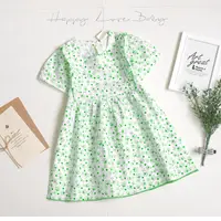 在飛比找Yahoo奇摩購物中心優惠-日系小綠花朵甜美洋裝 春夏童裝 韓版童裝 女童洋裝 女童上衣