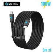 ZYRON 100W USB C Cable, 3m USB Type C to C Cable, Fast Charging USB-C Cable