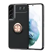 For Samsung Galaxy S22+ Plus 5G Case, Ring Holder Shielding Cover, Black+Rose Gold