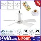 Ceiling Fan E27 Socket Fan with Dimmable LED Light Remote Controller 3 Speed