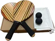 Generic Wooden Frescobol Beach Paddle Ball Set with 2 Paddles and 2 Balls - Game Set for Kids and Adults
