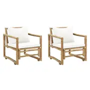 Garden Chairs 2 pcs with Cushions and Pillows Bamboo vidaXL