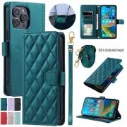 For iPhone 16 15 14 13 12 11 Pro Max 8 Plus Flip Leather Case Wallet Cover Strap