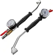 Mikinona 2 Pcs Tire Inflator Nozzle with Pressure Gauge Extended Elbow Design for Easy Access to Car Truck Tire Valves Air Compressor Accessories for Convenient Inflation