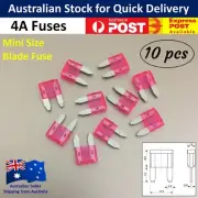 10pcs / 4 Amp Mini Blade Fuse - Pink Car Truck Auto Fuses 4A