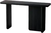 Solid Wood Console Table, Thick Display Table, Sofa Table with T-Shaped Table Leg, Narrow Entryway Table for Entryway, Living Room, Hallway (Black)