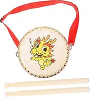 Yardwe 1 Set Dragon Pattern Hand Drum for Sturdy Percussion Instrument for Stage Performances Music Classes and Early Childhood Education Includes Drum Sticks and Strap