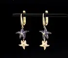 Women Star Fish Earrings 925 Sterling Silver Dangling Created Zircon & Nano CZ