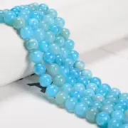 Blue Cracked Chalcedony Smooth Round Beads 6mm 8mm 10mm 12mm 15.5" Strand