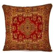 Persian Carpet Throw Pillow Covers 18X18,Tribal Red Cotton Linen Cushion