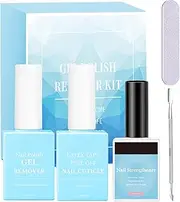 Professional Nail Polish Remover, Polish Removers Nail Strengthener, Gel Polish Remover with Nail Buffer & Cuticle Pusher, Spill-Proof Gel Nail Remover