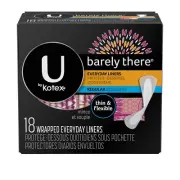 5 Pack U by Kotex Barely There Wrapped Liners Regular Thin & Flexible 18 ct each