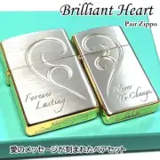 Zippo Oil Lighter Brilliant Heart Pair Set Silver Gold Brass Regular Slim Case