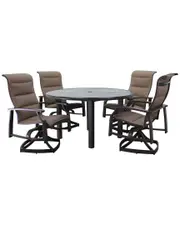 Creative Outdoor Products Courtyard Casual Madison Rust 5pc Motion 54in Round Dining Set