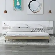 White Bed Headboard Engineered Wood - Wall Mounted Floating Headboards with Storage, Modern Adjustable Panel for Beds & Frames - 200 cm