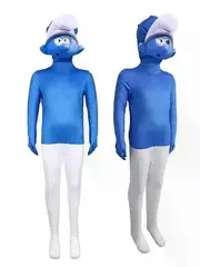 2025 Movie The Smurfs Cosplay Costume Jumpsuit Robot With Mask New Book days 160