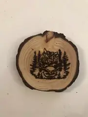 2.5” Hand Burned Pyrography Magnet -Original Composition “Owl Woods”